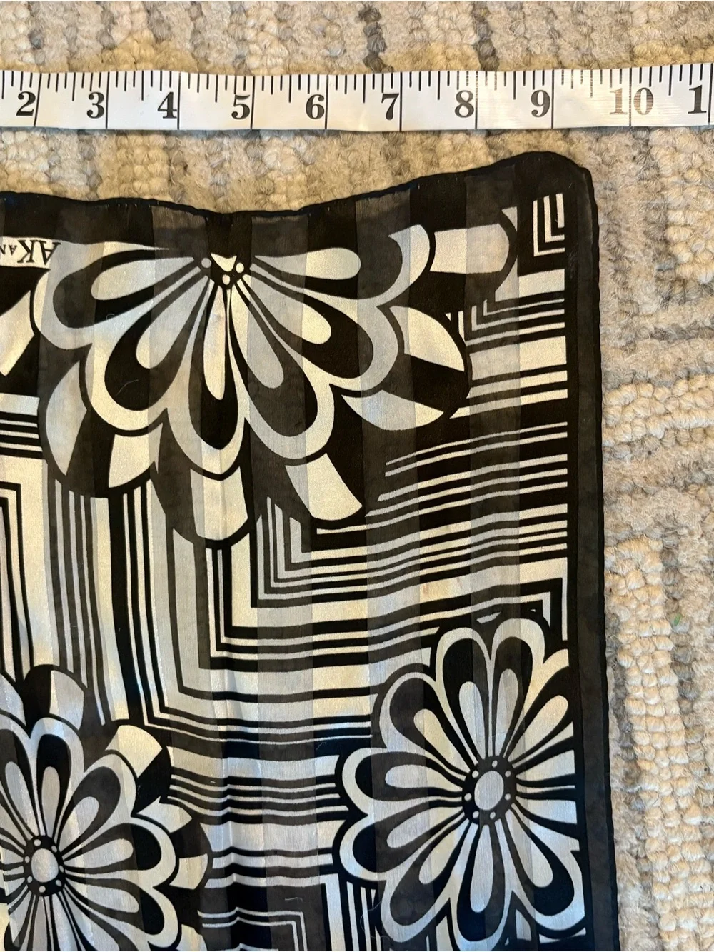 Anne Klein Silk Black &White Floral Graphic Scarf